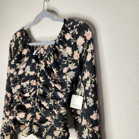 Free People Final Rose Blouse in Black Combo Size XS - Picture 3 of 13